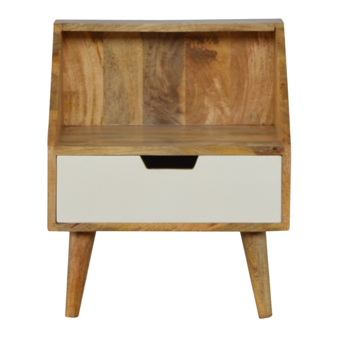White Painted Raised Back Bedside Table