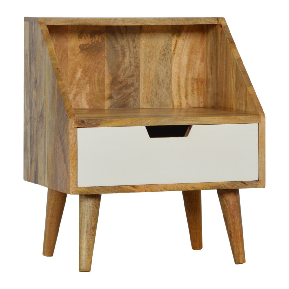 White Painted Raised Back Bedside Table
