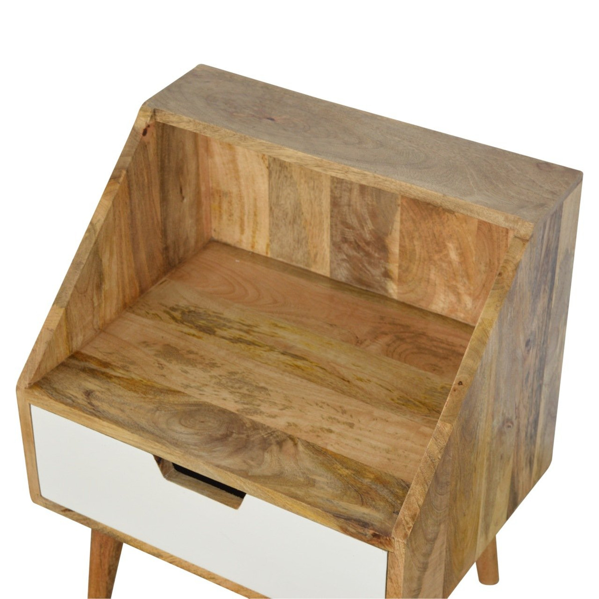 White Painted Raised Back Bedside Table
