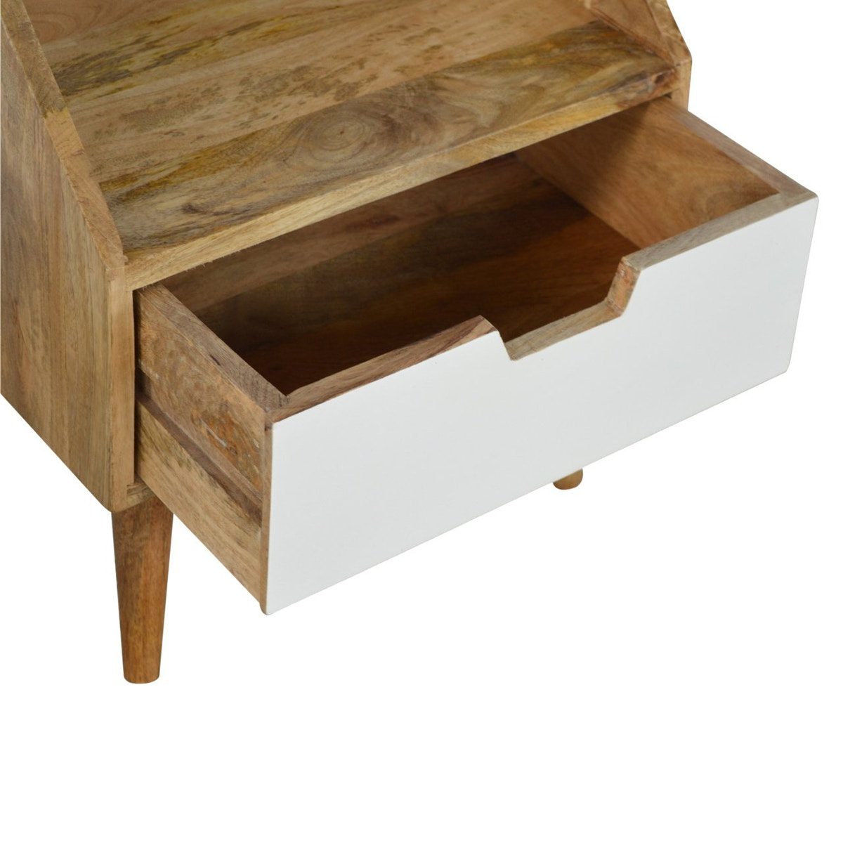 White Painted Raised Back Bedside Table