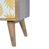 Pineapple Screen Printed Bedside Table | Oak Mango Wood
