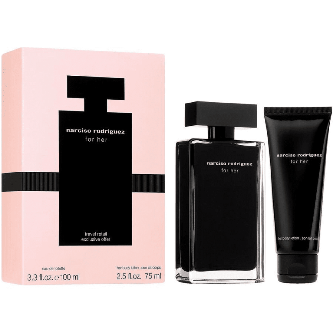 Narciso Rodriguez For Her Gift Set 100ml Eau de Toilette + 75ml Body Lotion