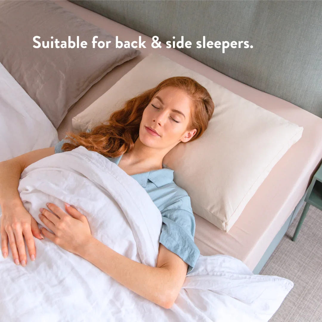 Organic Buckwheat Hull Pillow | Adjustable Natural Cotton Cover