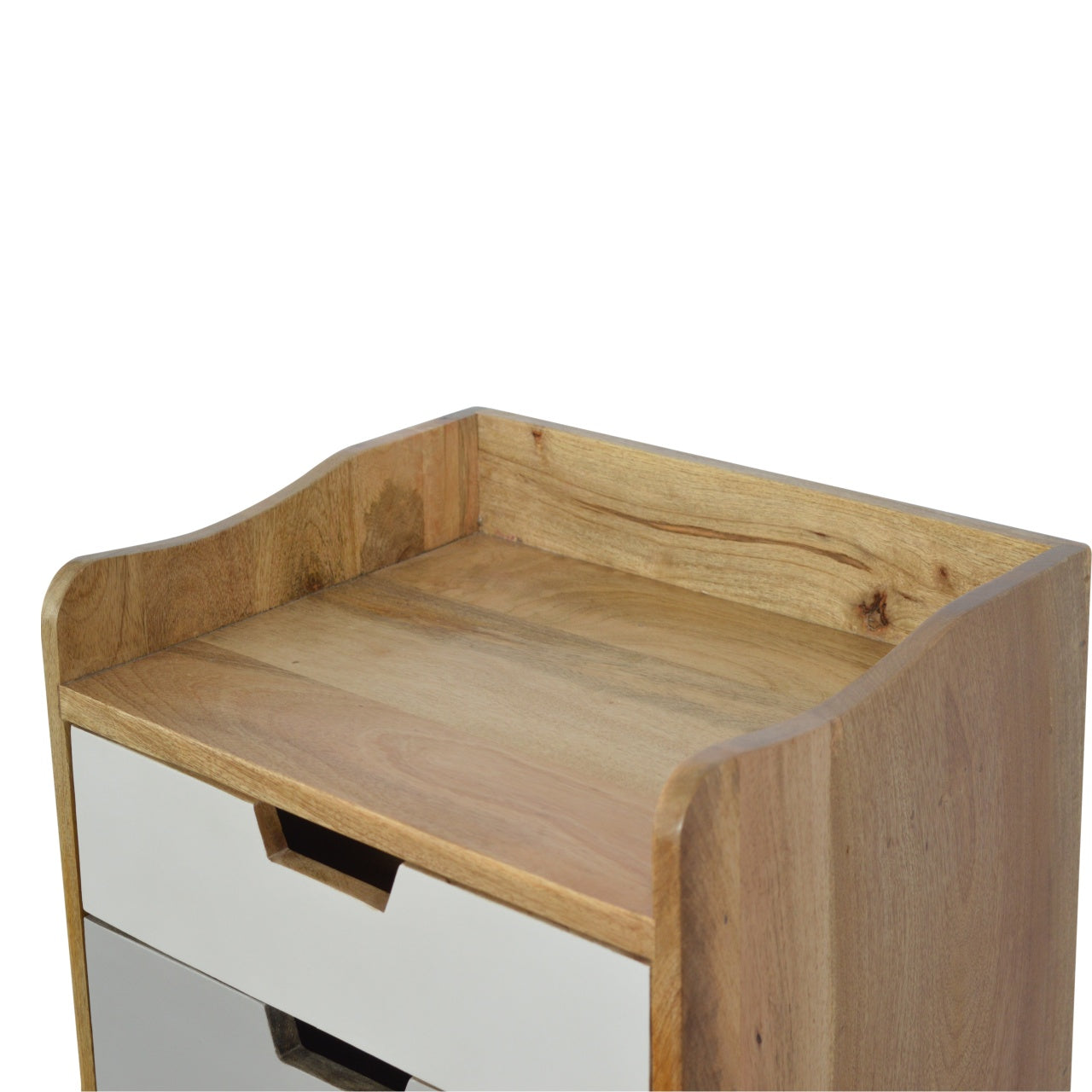 Navy and White Gradient Bedside Table | Oak-Ish Solid Mango Wood