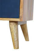 Navy and White Gradient Bedside Table | Oak-Ish Solid Mango Wood