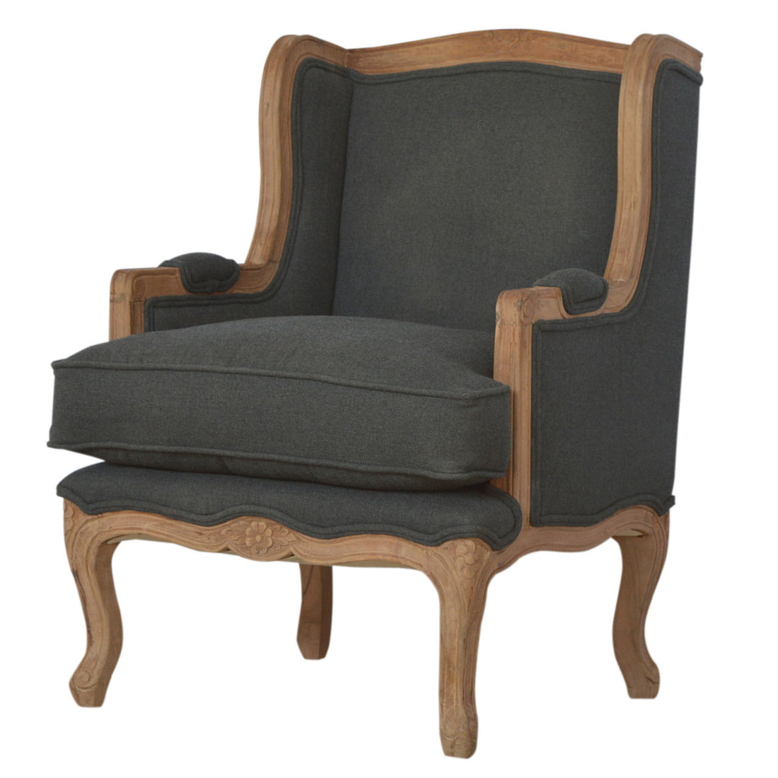 French Carved Chair | Linen Hand-Carved