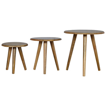 Oak-ish Nordic Nesting Stools Footstool