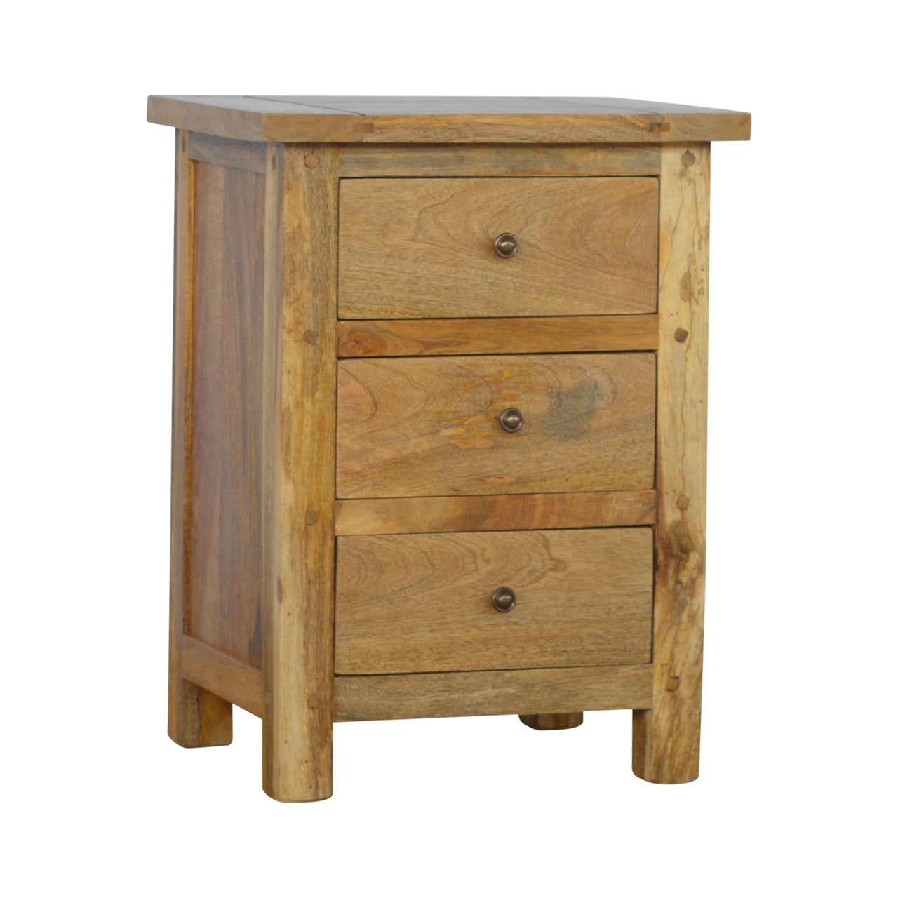 Country 3-Drawer Bedside Table | Oak-Ish Solid Mango Wood