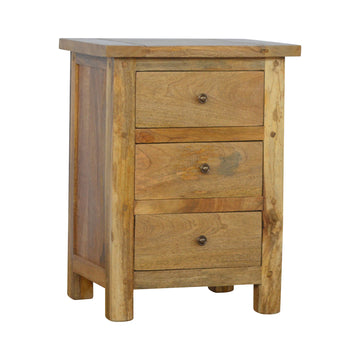 Country 3-Drawer Bedside Table | Oak-Ish Solid Mango Wood