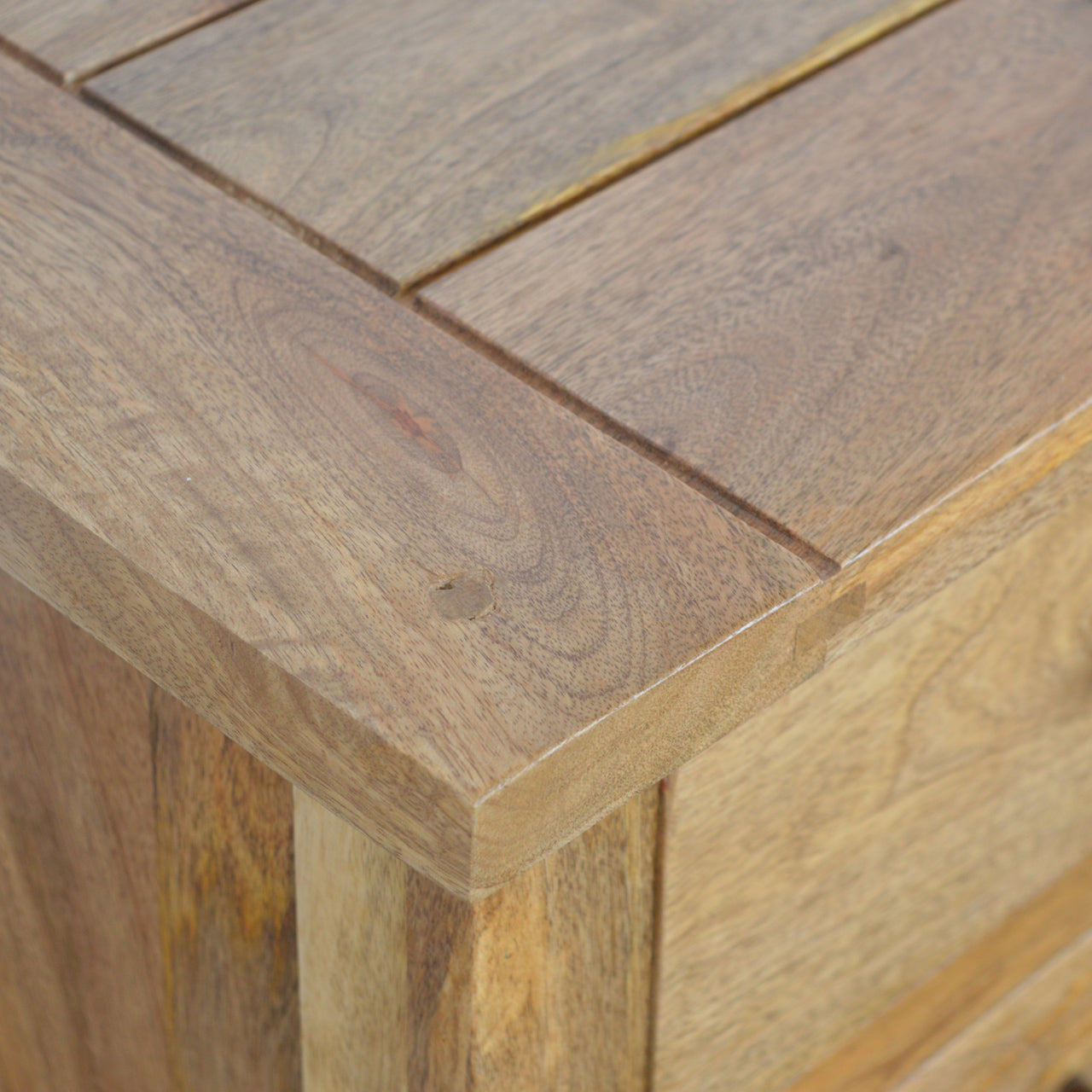 Country 3-Drawer Bedside Table | Oak-Ish Solid Mango Wood