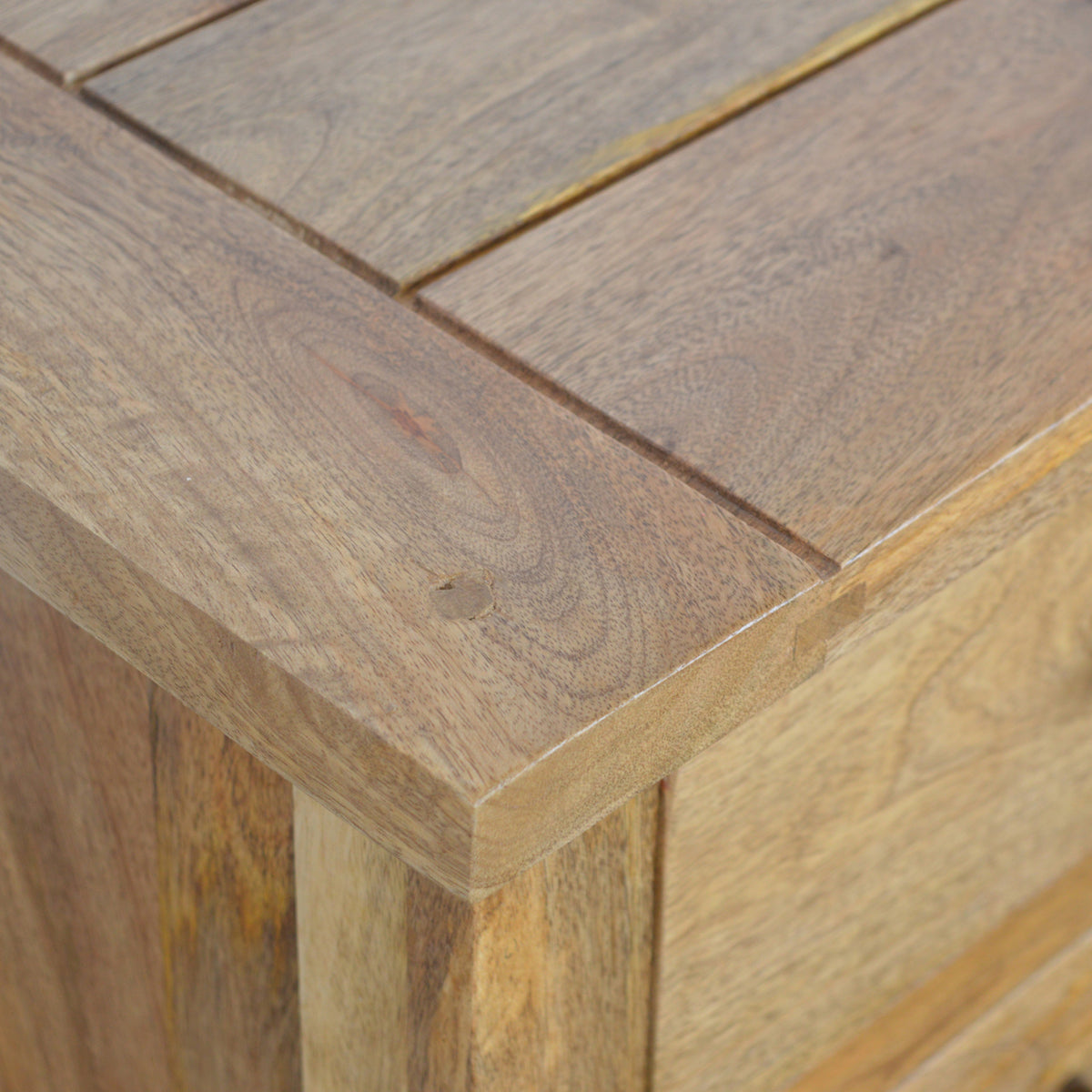 Country 3-Drawer Bedside Table | Oak-Ish Solid Mango Wood