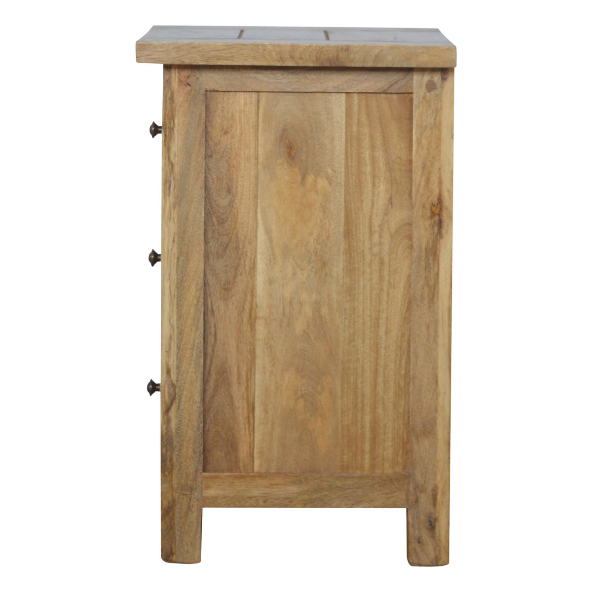 Country 3-Drawer Bedside Table | Oak-Ish Solid Mango Wood