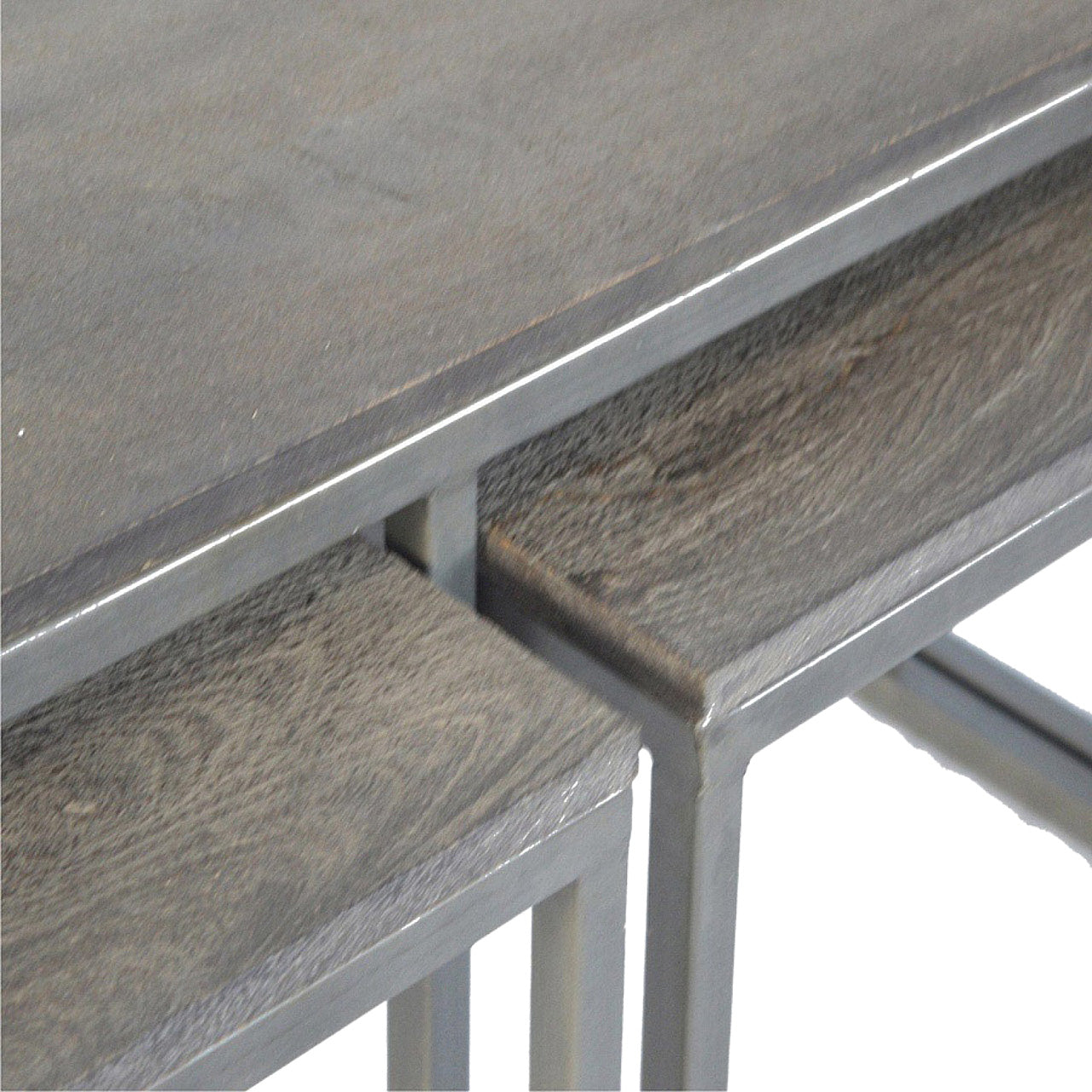 Set of 3 Iron Base Tables Accent Piece | Iron & Mango Wood