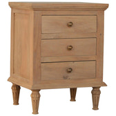 3-Drawer Mango Wood Bedside Table