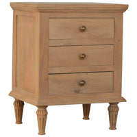 3-Drawer Mango Wood Bedside Table