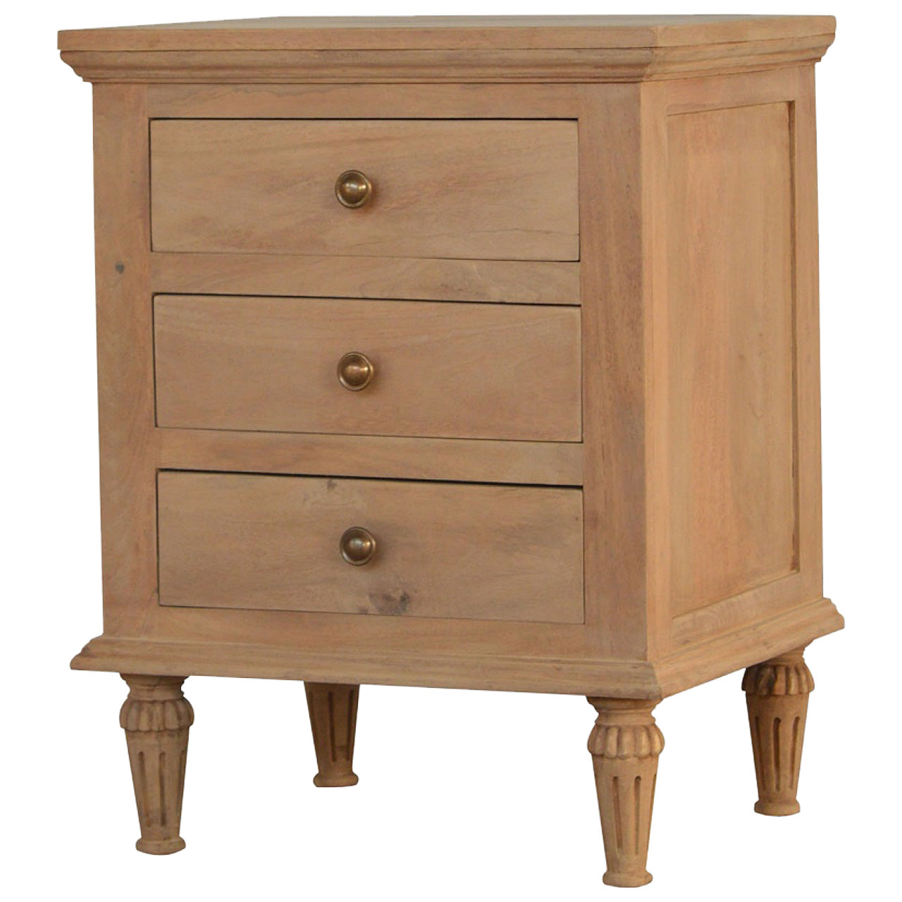 3-Drawer Mango Wood Bedside Table