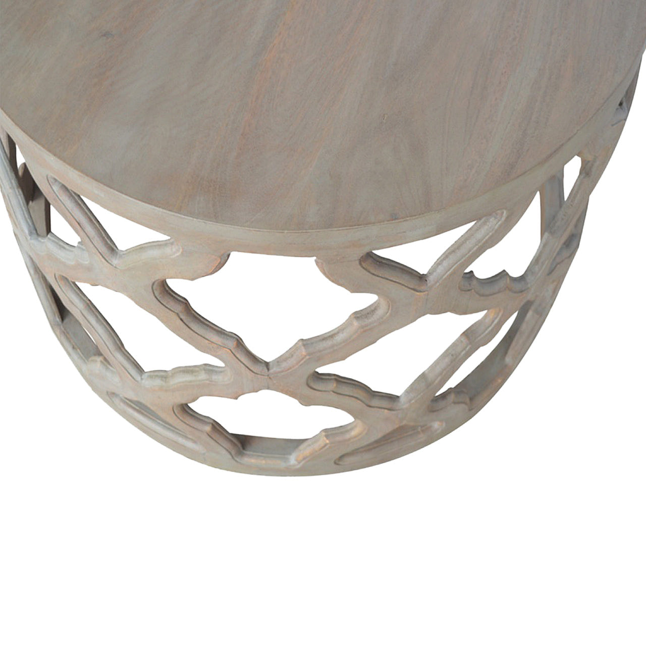 Grey Wash Large Cut-out Footstool