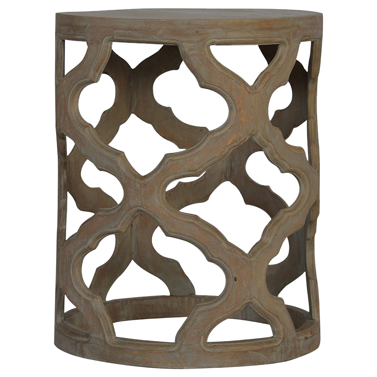 Grey Wash Cut-out Footstool | Hand-Carved Default Title