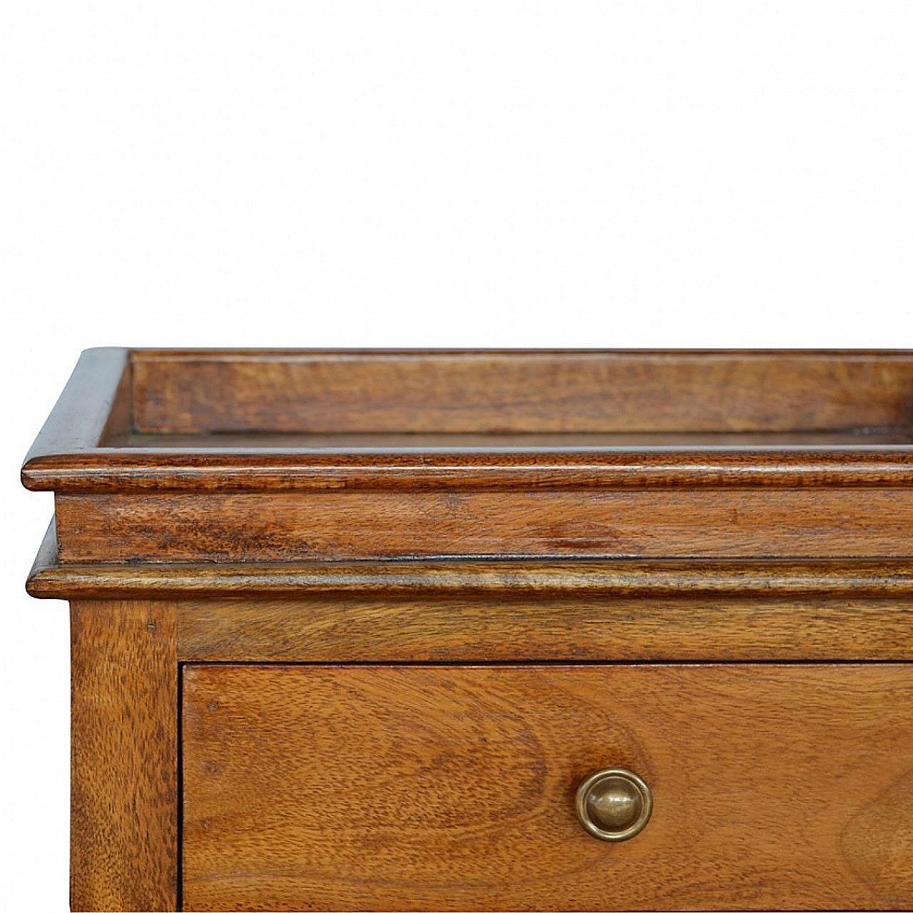 Solid Wood Criss-Cross End Table Accent Piece | Chestnut Solid Mango Wood