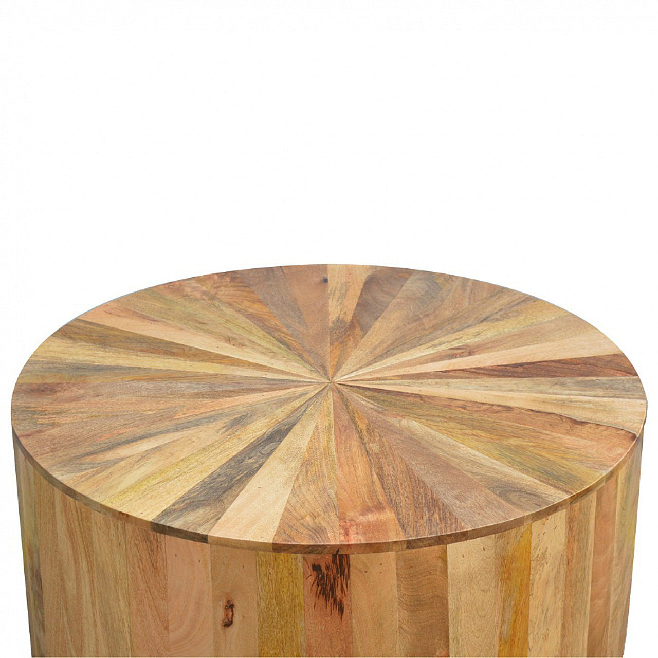 Round Wooden Coffee Table | Oak-Ish Solid Mango Wood Default Title