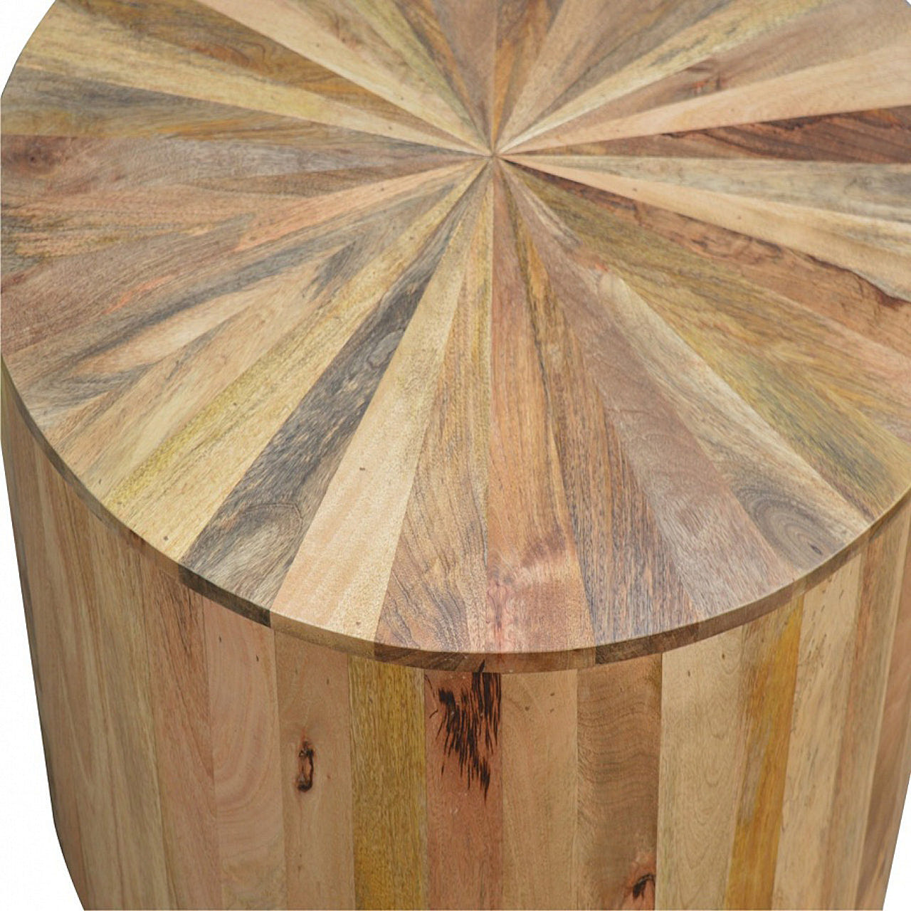 Round Wooden Coffee Table | Oak-Ish Solid Mango Wood