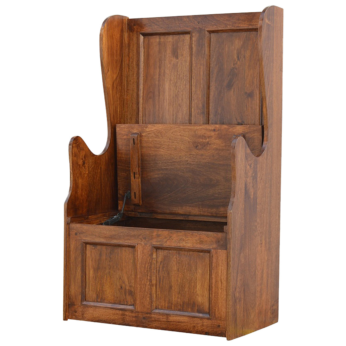 Lid up County Style Monks Bench | Hand-Carved