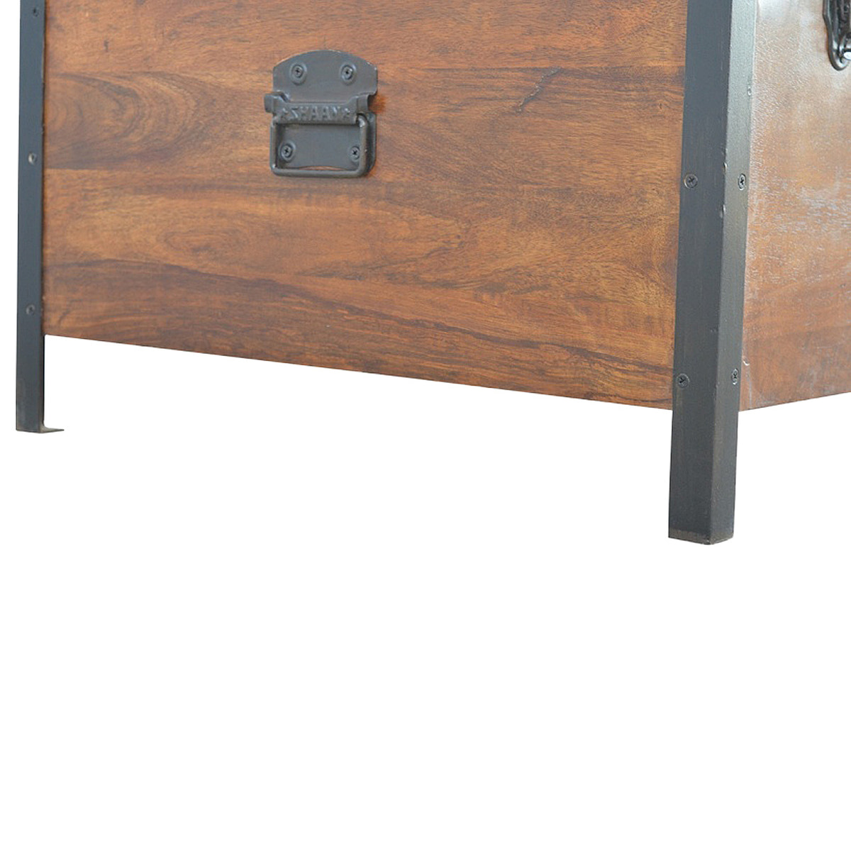 Industrial Lid up Blanket Box Storage Bench | Oak-Ish Solid Mango Wood