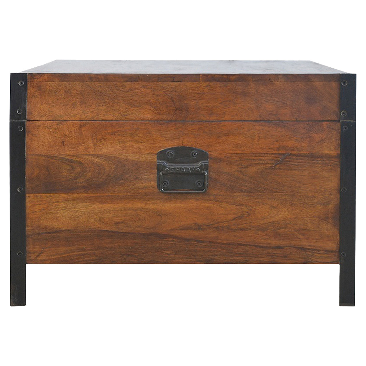 Industrial Lid up Blanket Box Storage Bench | Oak-Ish Solid Mango Wood