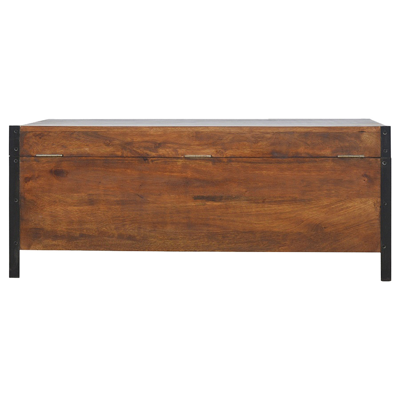 Industrial Lid up Blanket Box Storage Bench | Oak-Ish Solid Mango Wood