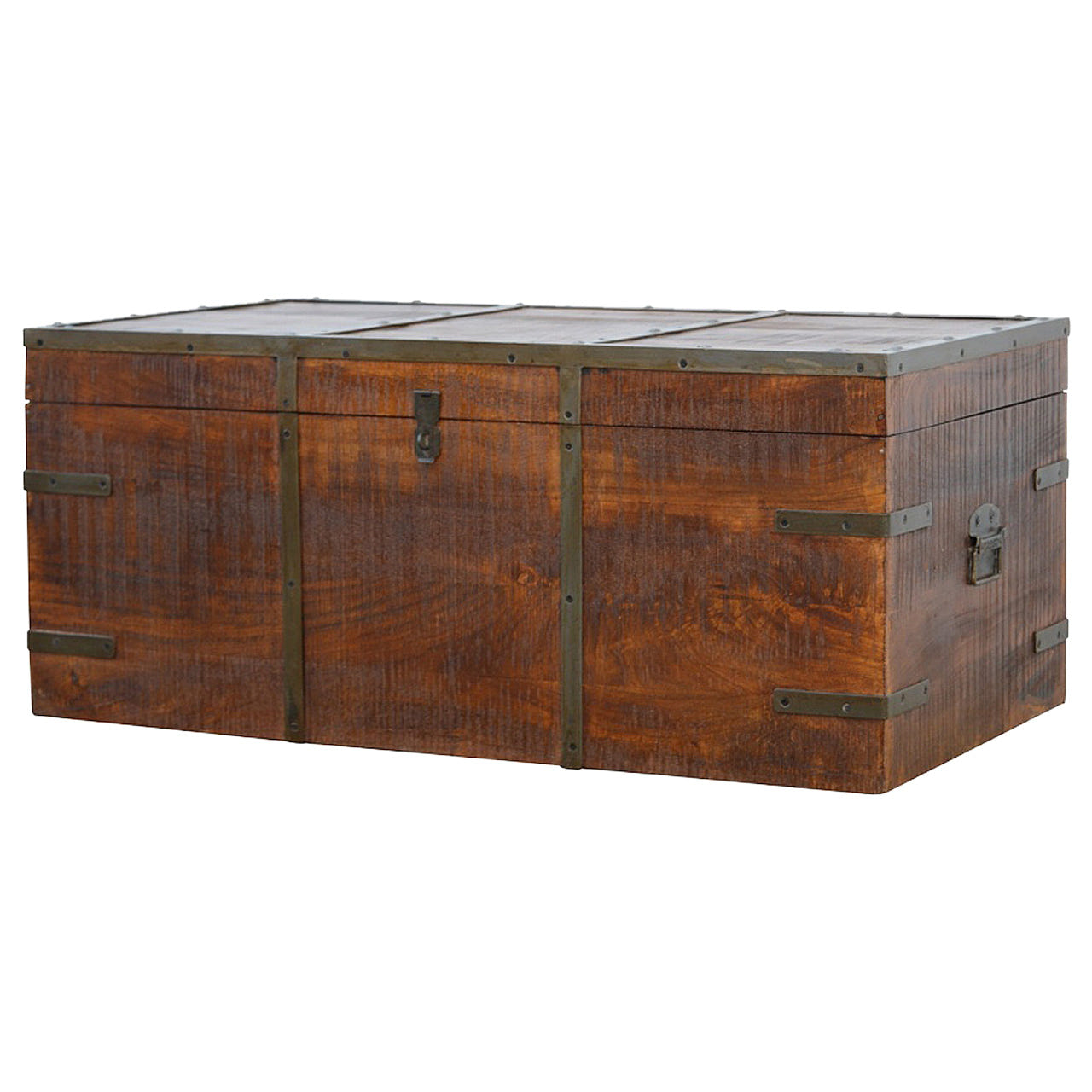 Iron Storage Box Storage Bench | Oak Iron & Mango Wood Hidden Storage
