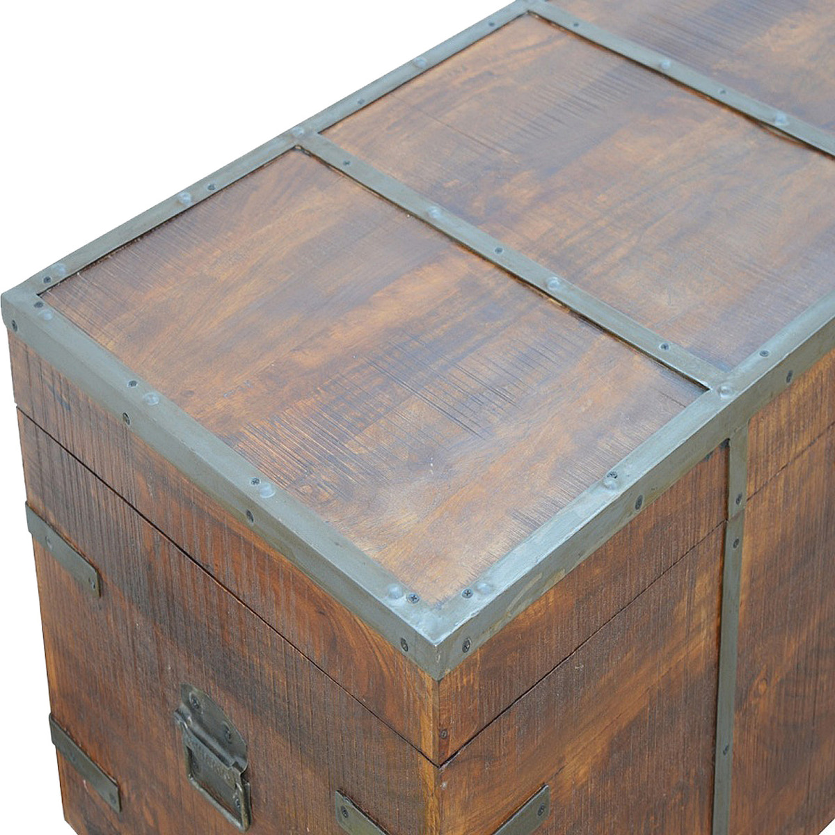 Iron Storage Box Storage Bench | Oak Iron & Mango Wood Hidden Storage