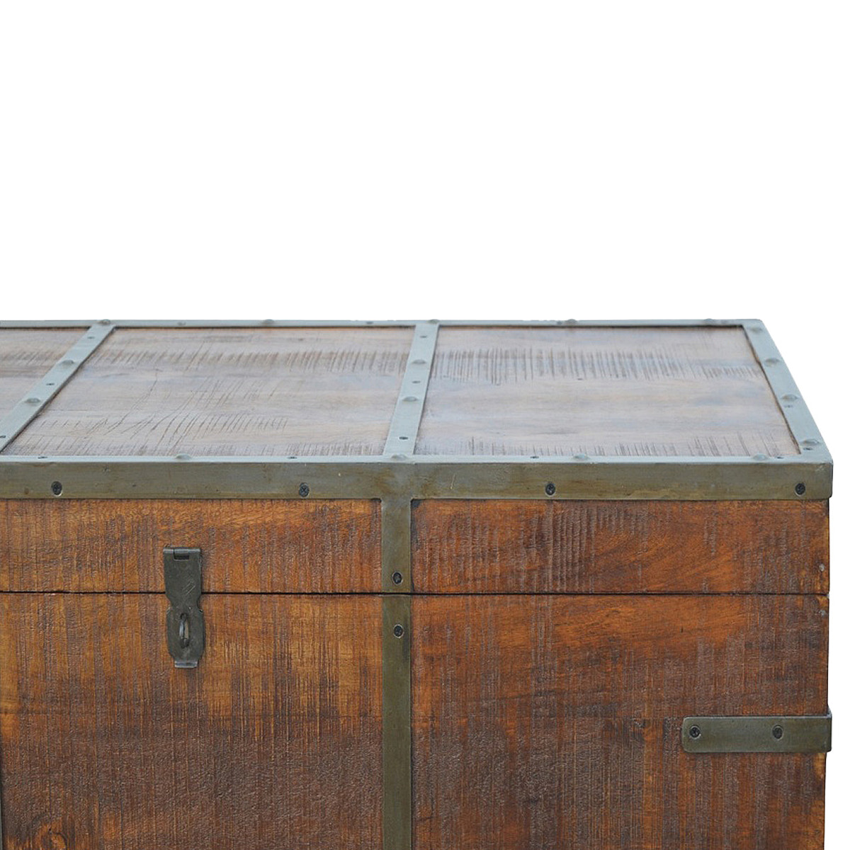 Iron Storage Box Storage Bench | Oak Iron & Mango Wood Hidden Storage