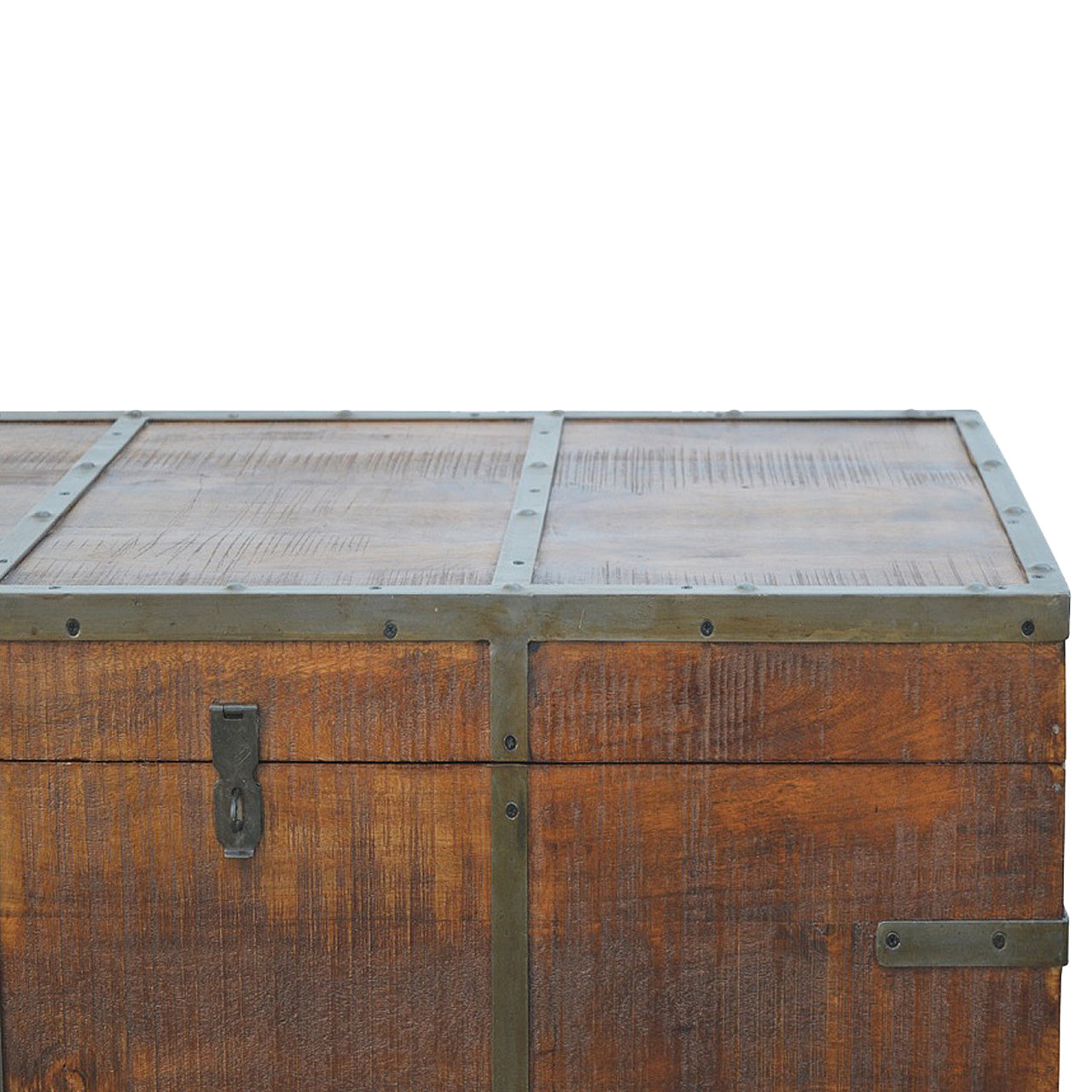Iron Storage Box Storage Bench | Oak Iron & Mango Wood Hidden Storage