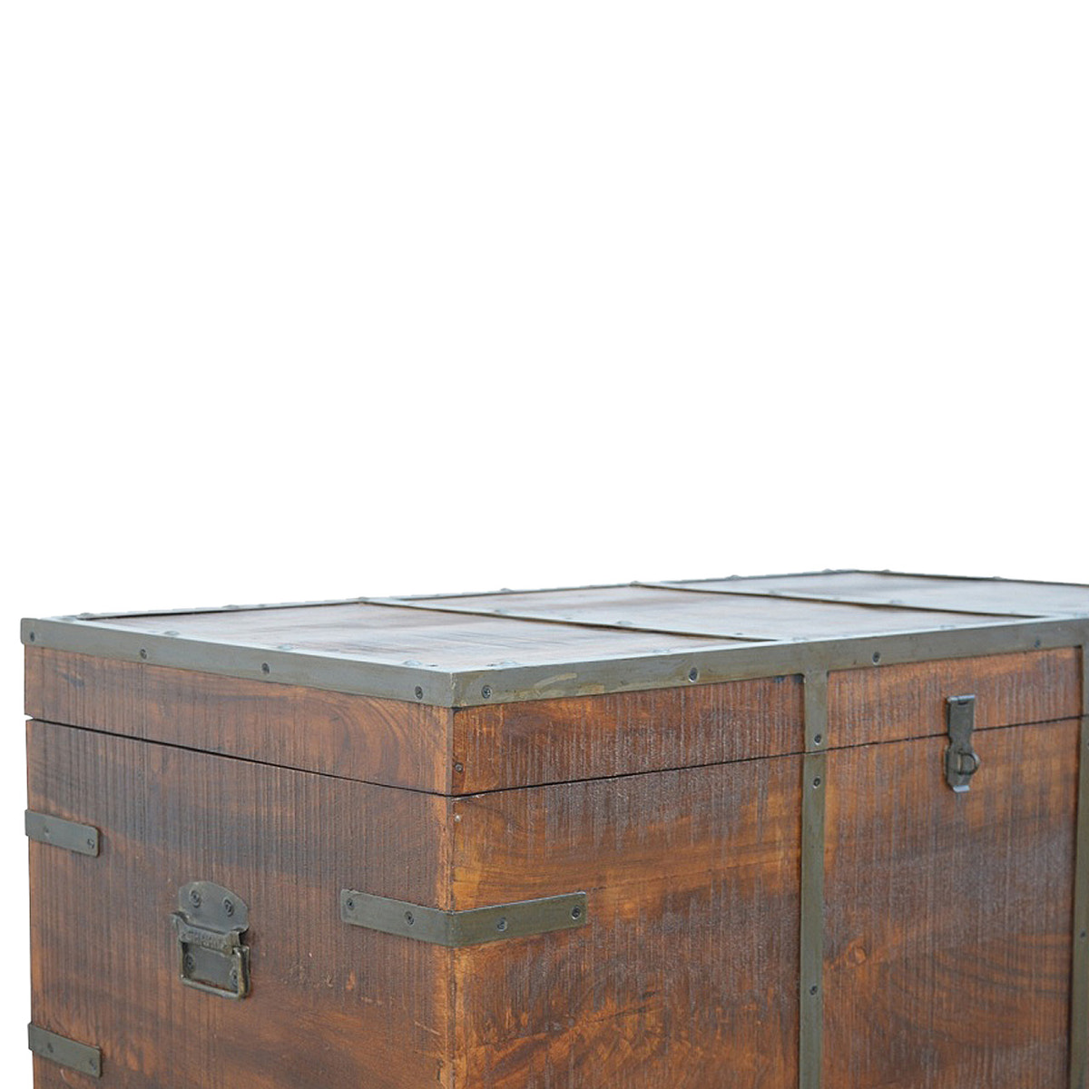 Iron Storage Box Storage Bench | Oak Iron & Mango Wood Hidden Storage