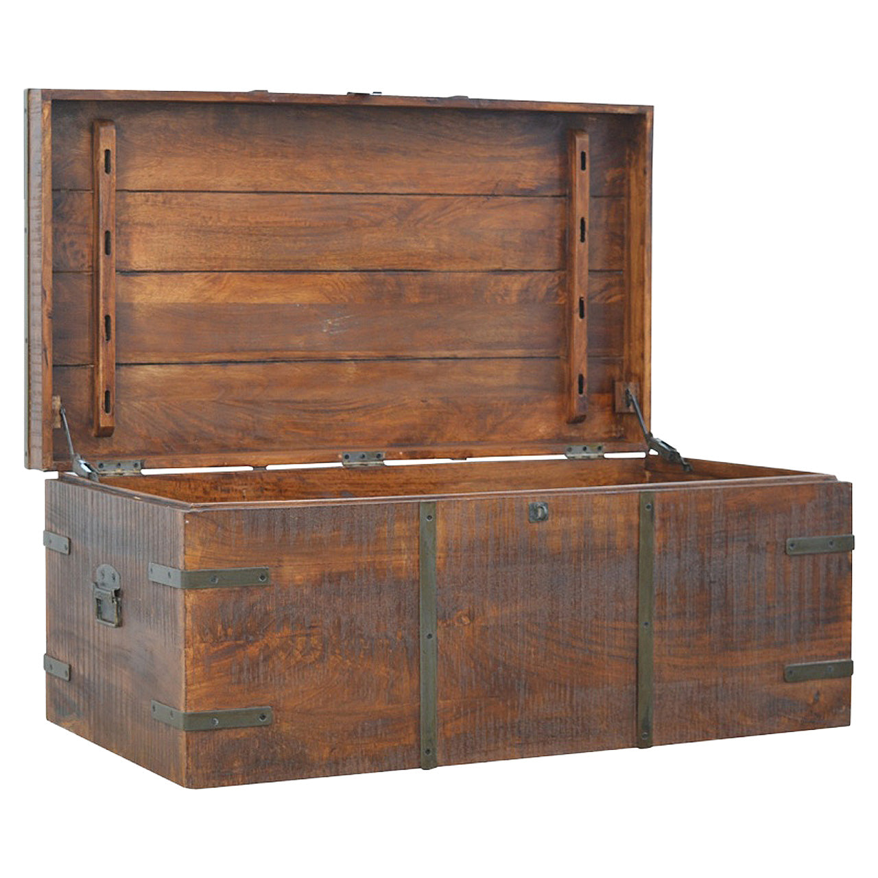 Iron Storage Box Storage Bench | Oak Iron & Mango Wood Hidden Storage