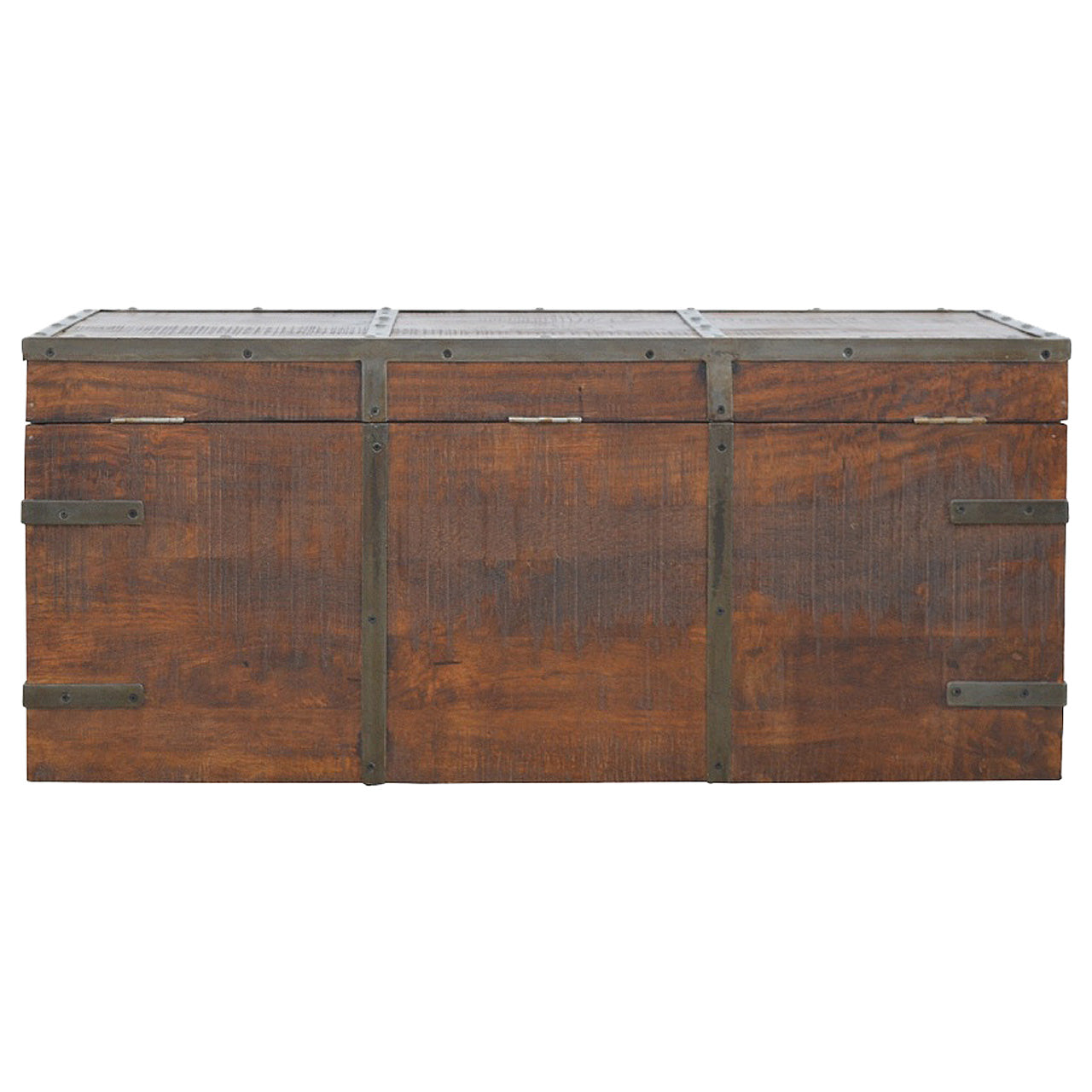 Iron Storage Box Storage Bench | Oak Iron & Mango Wood Hidden Storage