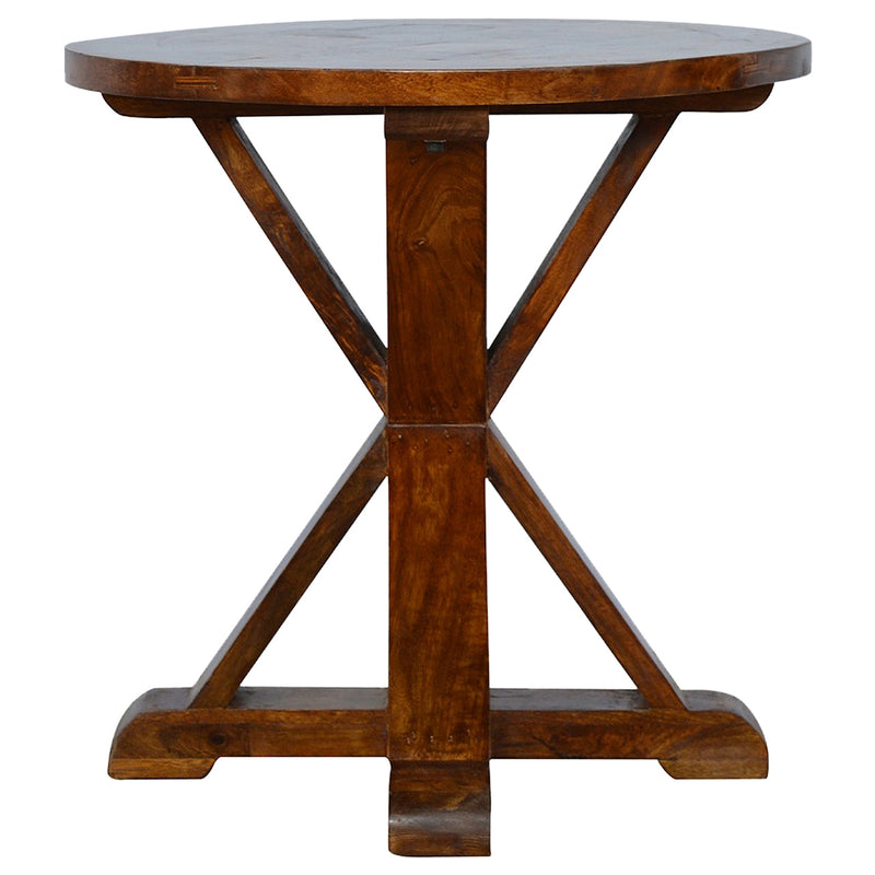 Chestnut Tristle Round Table Chest of Drawers