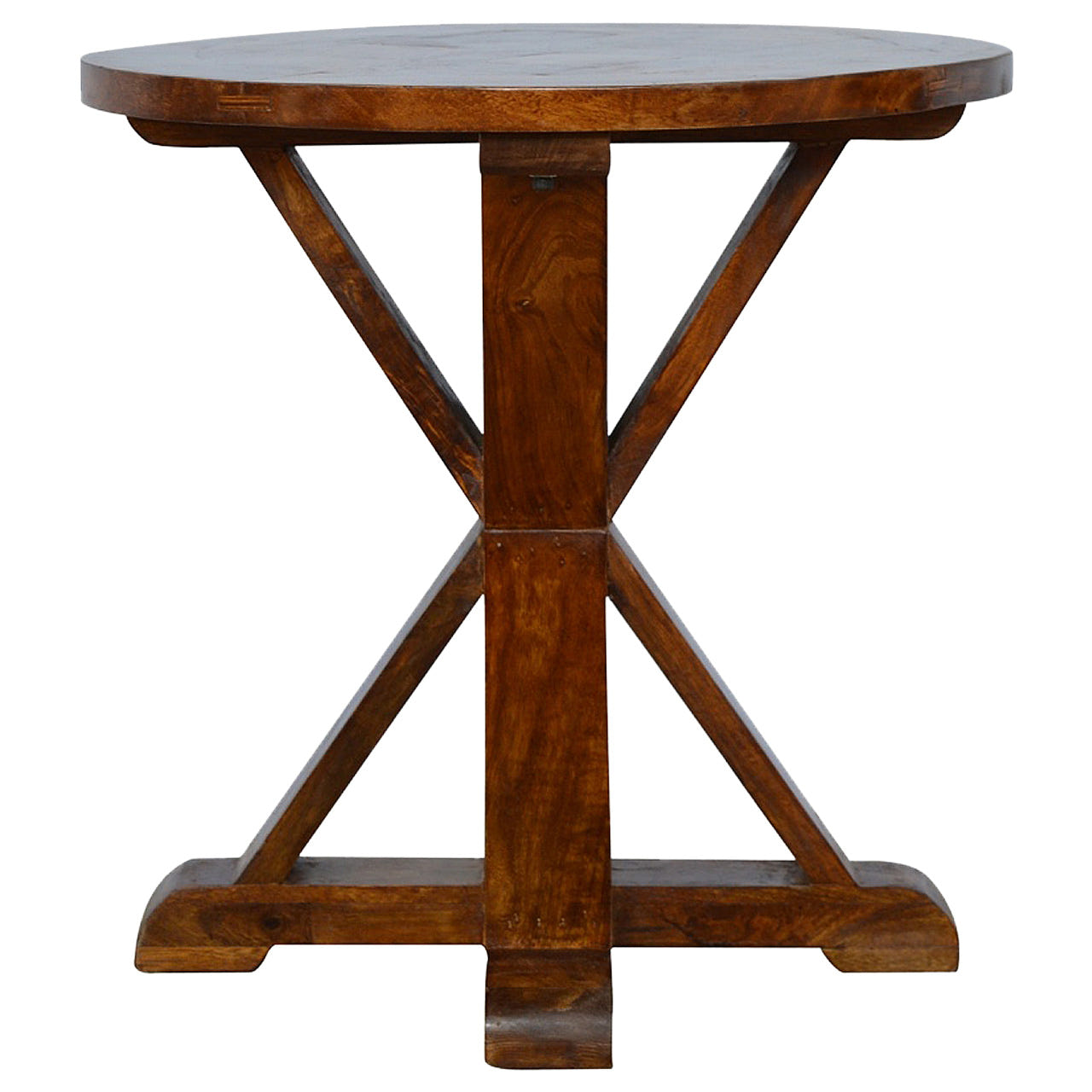 Chestnut Tristle Round Table Chest of Drawers