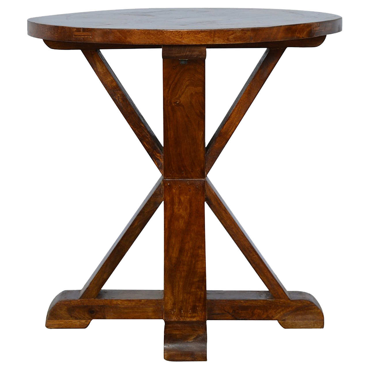 Chestnut Tristle Round Table Chest of Drawers