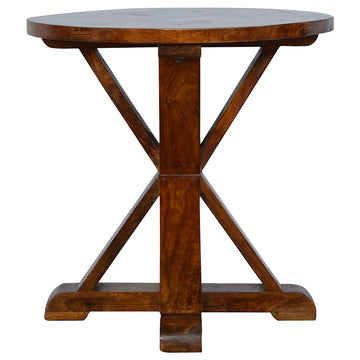 Chestnut Tristle Round Table Chest of Drawers