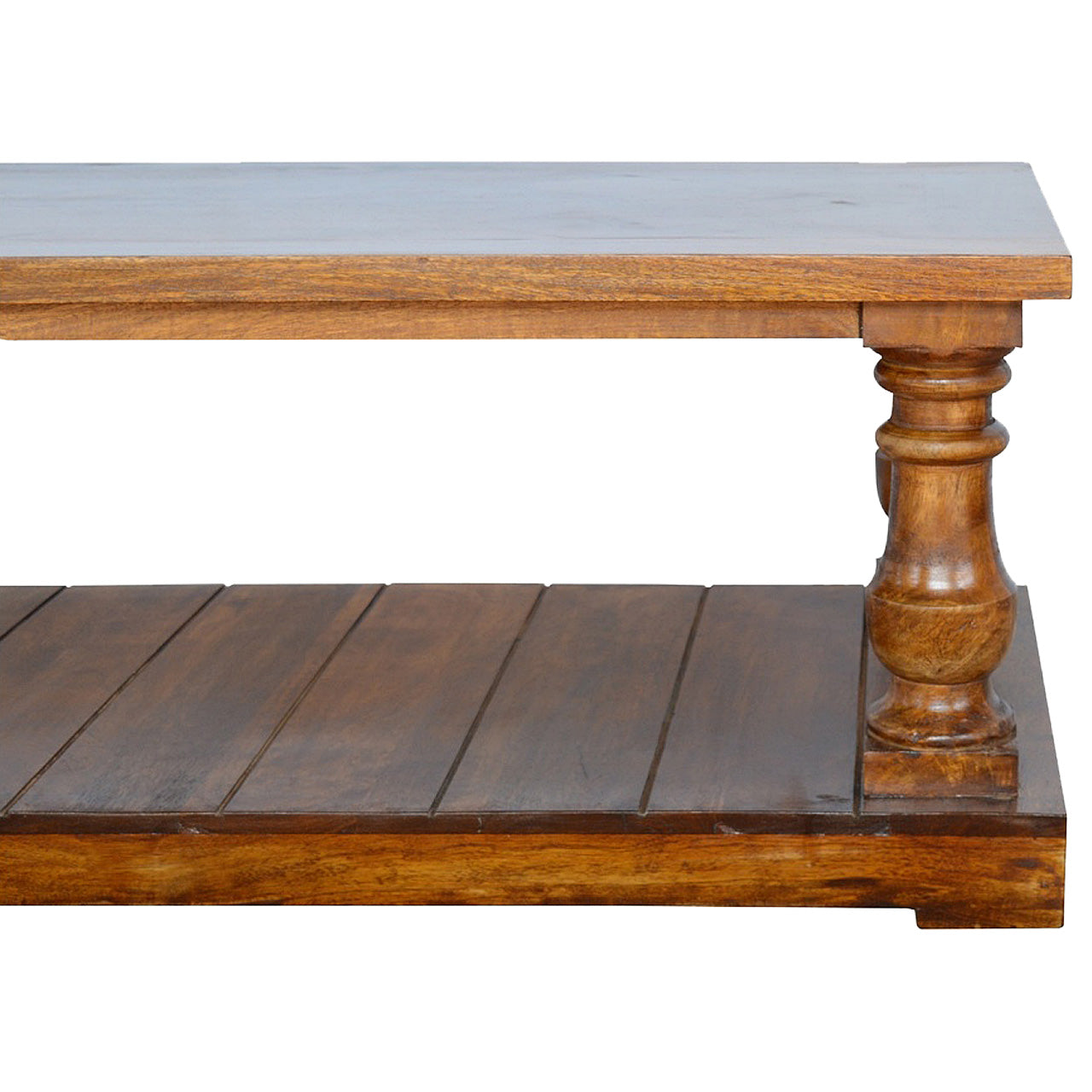Square Turned Country Coffee Table | Oak-Ish Solid Mango Wood
