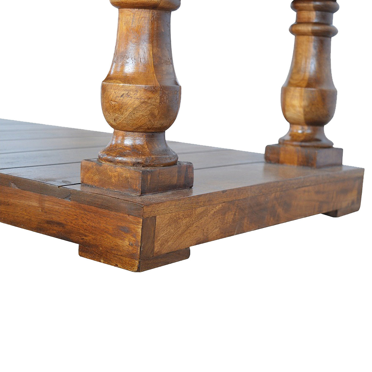 Square Turned Country Coffee Table | Oak-Ish Solid Mango Wood