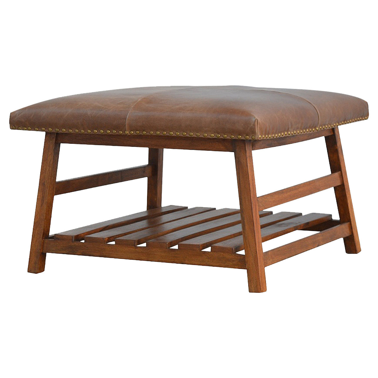 Buffalo Hide Square Foot Footstool