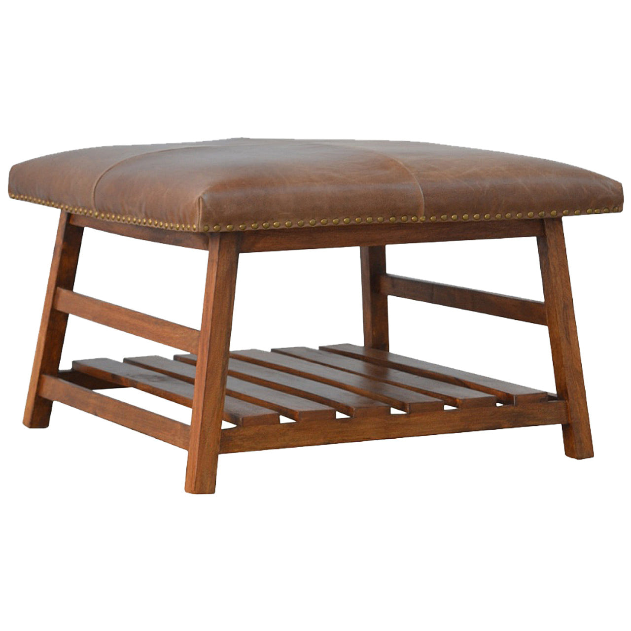 Buffalo Hide Square Foot Footstool