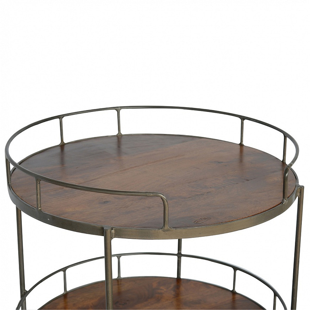 Industrial Round Butler Tray Table Accent Piece