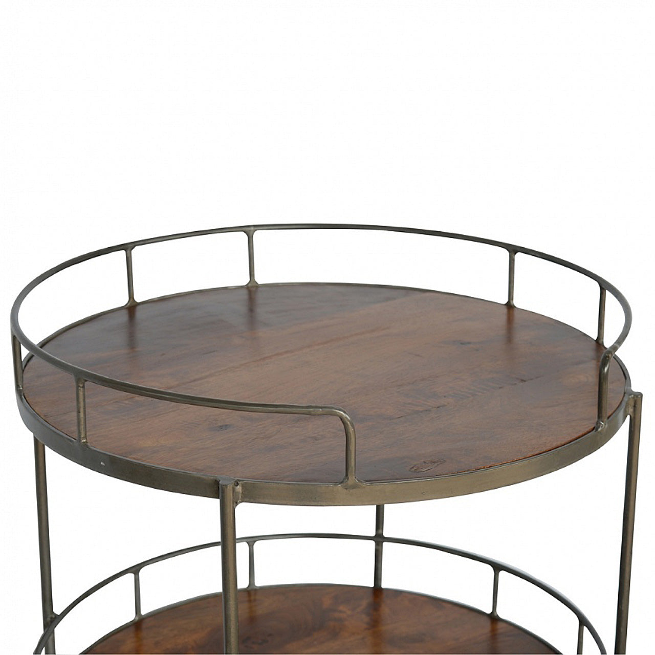 Industrial Round Butler Tray Table Accent Piece