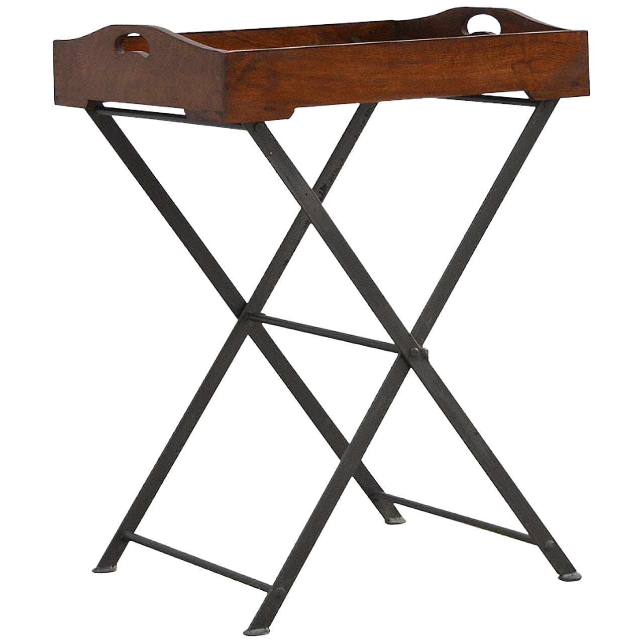 Wood Tray With Cross Iron Base Accent Piece | Iron & Mango Wood