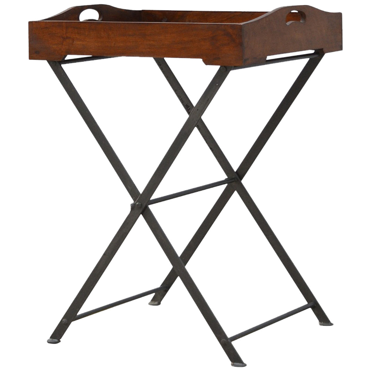 Wood Tray With Cross Iron Base Accent Piece | Iron & Mango Wood