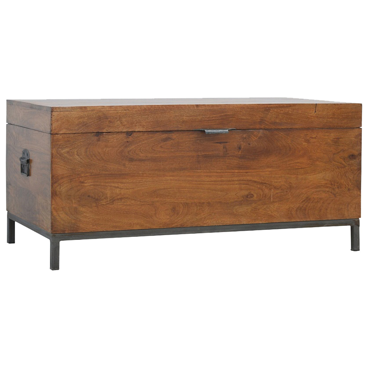 Industrial Wooden Storage Box Storage Bench | Chestnut Mango Wood Hidden Storage