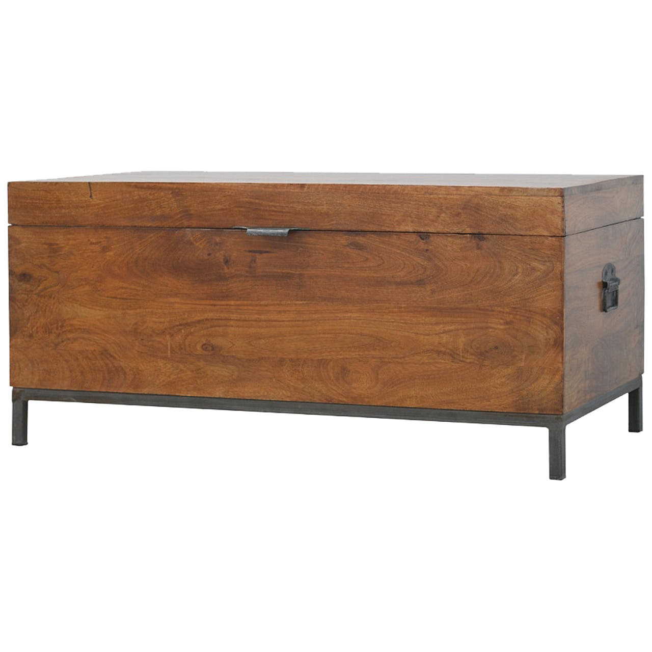 Industrial Wooden Storage Box Storage Bench | Chestnut Mango Wood Hidden Storage